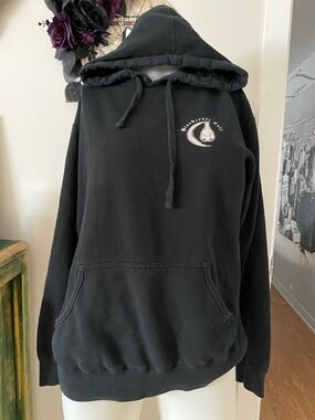 Black Hooded Sweatshirt with Small Crescent Logo - Unbranded